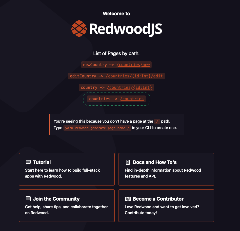 RedwoodJS Splash Page